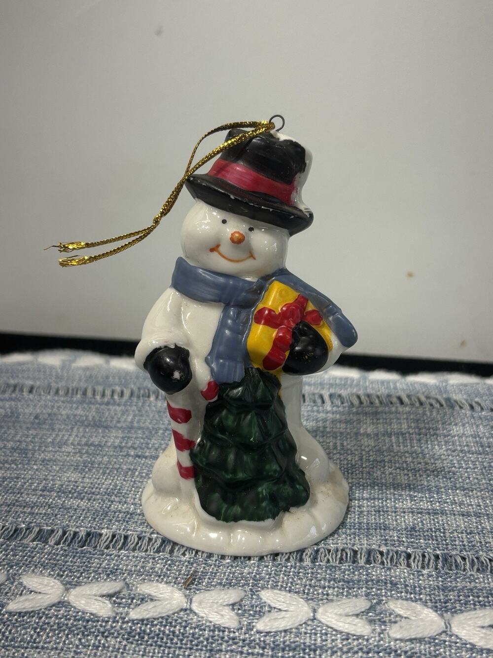 Badcock &more Snowman Christmas Ornament Figurine Ceramic 4” Holiday Decor